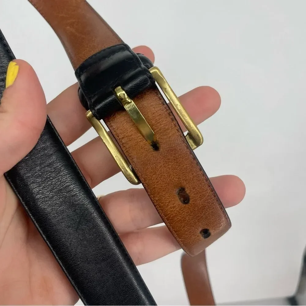 Coach Black Leather Belt with Gold Buckle